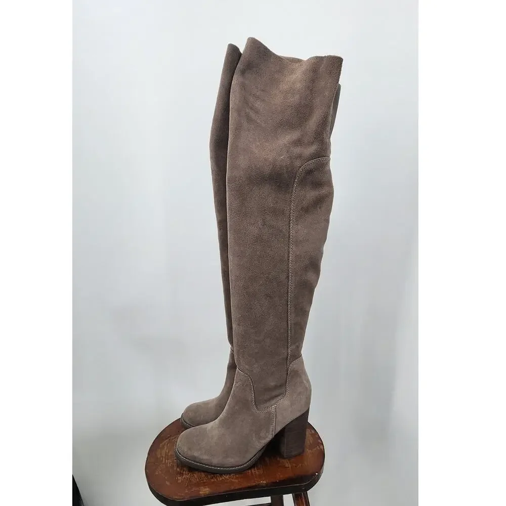 Kelsi Dagger X Anthropologie‎ Brooklyn Logan Over-The-Knee Boots Grey Size 8.5